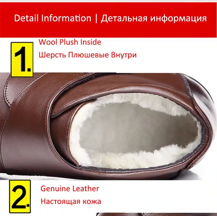 Tauntte Autumn And Winter Men Dress Boots Fashion Keep Warm Plush Snow Boots Genuine Leather Formal Shoes With Fur 24