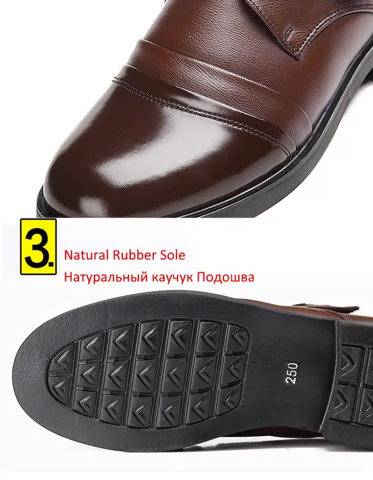 Tauntte Autumn And Winter Men Dress Boots Fashion Keep Warm Plush Snow Boots Genuine Leather Formal Shoes With Fur 25
