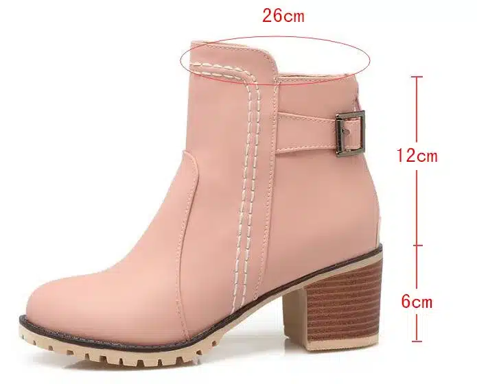 Plus Size 34-43 Autumn winter Snow boots Square high heels Shoes Casual Martin boots women Fashion zipper leather Ankle Boots 20