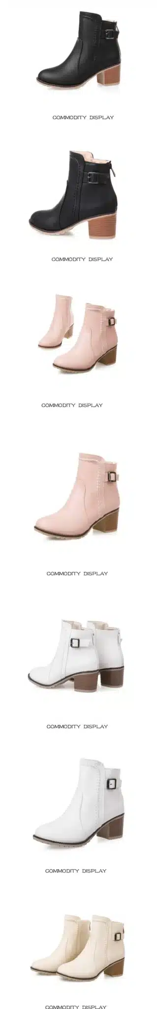 Plus Size 34-43 Autumn winter Snow boots Square high heels Shoes Casual Martin boots women Fashion zipper leather Ankle Boots 26