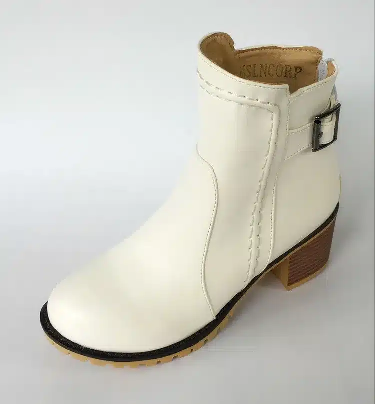 Plus Size 34-43 Autumn winter Snow boots Square high heels Shoes Casual Martin boots women Fashion zipper leather Ankle Boots 27
