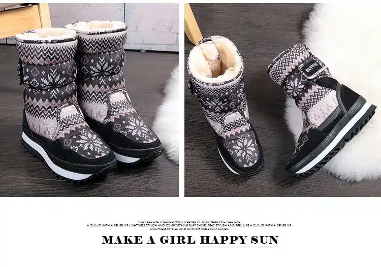 Buffie store Women popular winter boots grey snow boot warm fur traveling boots mom with kids shoe boot plus size free shipping 16