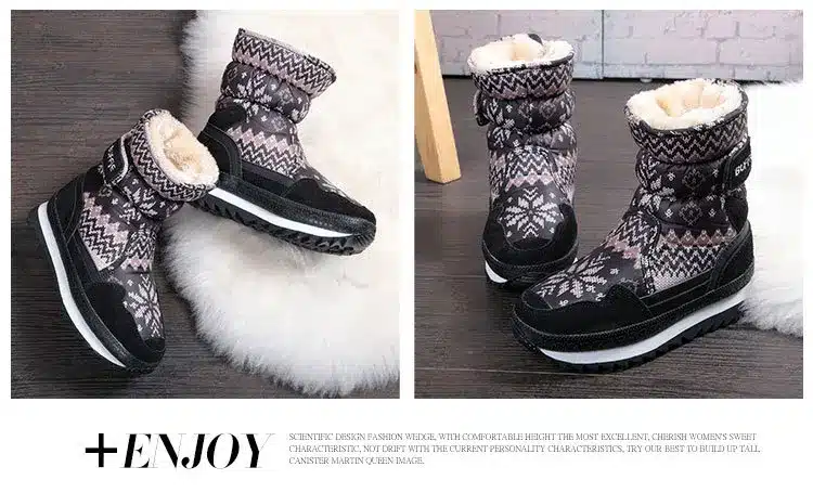 Buffie store Women popular winter boots grey snow boot warm fur traveling boots mom with kids shoe boot plus size free shipping 15