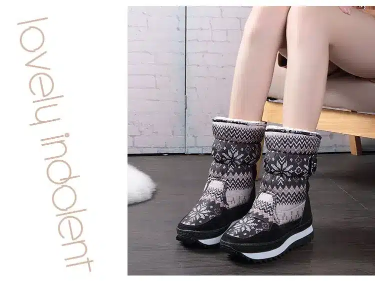 Buffie store Women popular winter boots grey snow boot warm fur traveling boots mom with kids shoe boot plus size free shipping 17