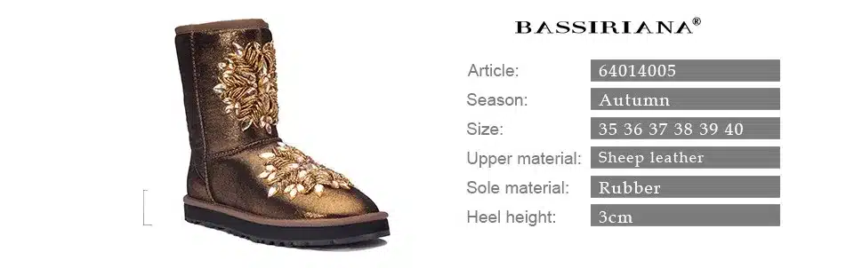 Boots genuine leather snowboots Shoes woman Winter 35-40 Warm comfortable woman shoes Free shipping BASSIRIANA 5