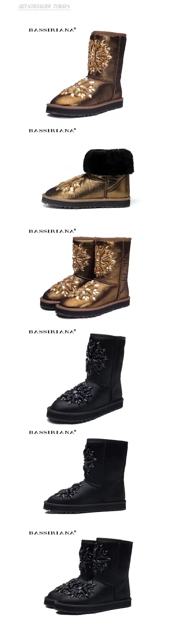 Boots genuine leather snowboots Shoes woman Winter 35-40 Warm comfortable woman shoes Free shipping BASSIRIANA 10