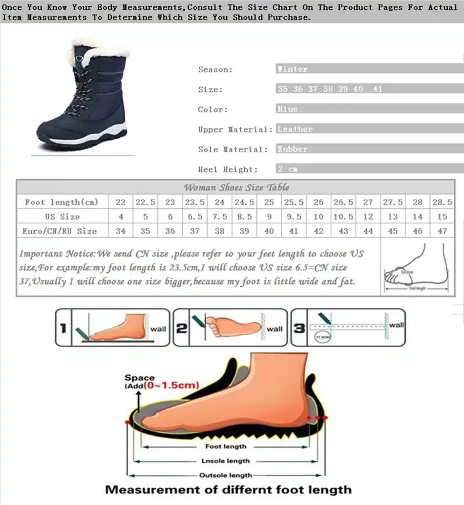 2017 Genuine Leather Winter Boots Woman Lace Up Snowboots Female Waterproof Ski Outdoor Shoes Size 41 1