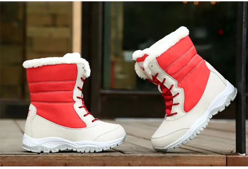 2017 Genuine Leather Winter Boots Woman Lace Up Snowboots Female Waterproof Ski Outdoor Shoes Size 41 17