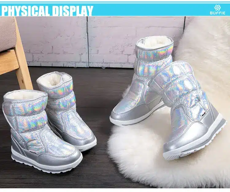 New Winter fashion women boots mixed natural wool female warm boots waterproof thick fur size 27 to 41 silver lady snow boots 23