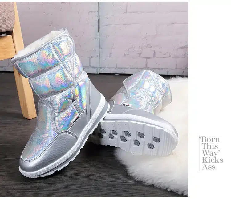 New Winter fashion women boots mixed natural wool female warm boots waterproof thick fur size 27 to 41 silver lady snow boots 27