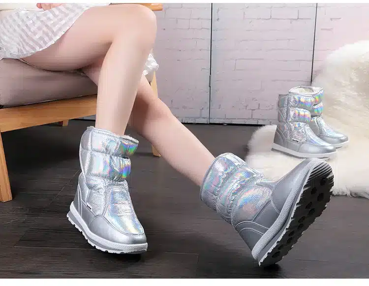 New Winter fashion women boots mixed natural wool female warm boots waterproof thick fur size 27 to 41 silver lady snow boots 28
