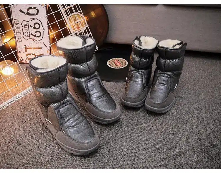 New Winter fashion women boots mixed natural wool female warm boots waterproof thick fur size 27 to 41 silver lady snow boots 30