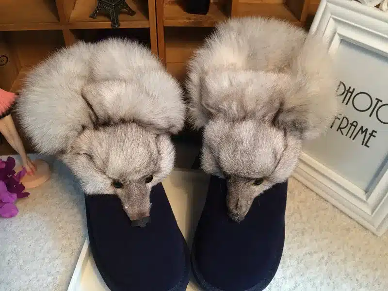 2017 New Fashion Fox Fur Womens Flats Boots Snow Boots Thick Bottom Big Size 35-44 Genuine Leather Female Winter Boot Shoes XP15 17
