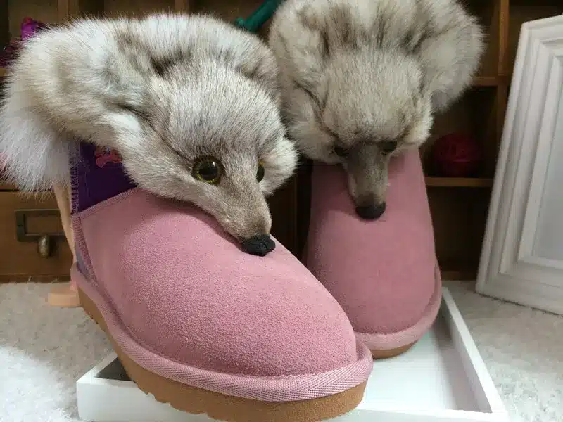 2017 New Fashion Fox Fur Womens Flats Boots Snow Boots Thick Bottom Big Size 35-44 Genuine Leather Female Winter Boot Shoes XP15 24
