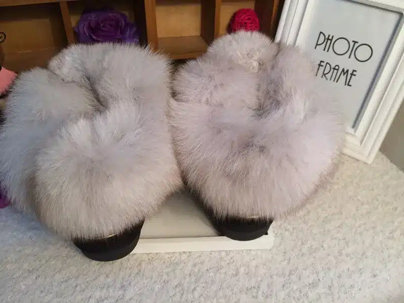 2017 New Fashion Fox Fur Womens Flats Boots Snow Boots Thick Bottom Big Size 35-44 Genuine Leather Female Winter Boot Shoes XP15 25