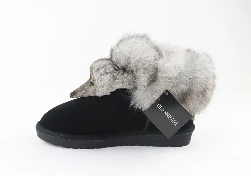 2017 New Fashion Fox Fur Womens Flats Boots Snow Boots Thick Bottom Big Size 35-44 Genuine Leather Female Winter Boot Shoes XP15 27