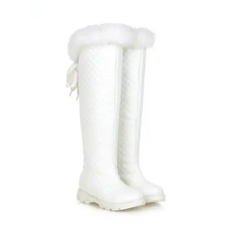 ENMAYER White Black Newest Knee High Boots Winter Boots Women Ladies'shoes Sexy Motorcycle Boots for Women Snow Boots Big Size 22