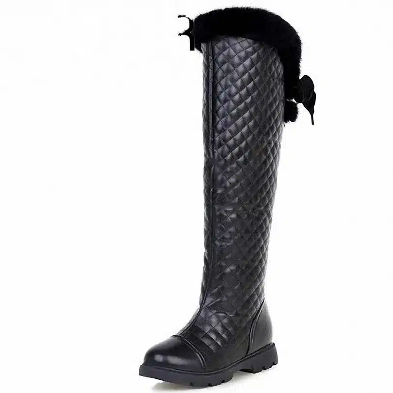 ENMAYER White Black Newest Knee High Boots Winter Boots Women Ladies'shoes Sexy Motorcycle Boots for Women Snow Boots Big Size 27