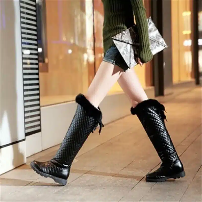 ENMAYER White Black Newest Knee High Boots Winter Boots Women Ladies'shoes Sexy Motorcycle Boots for Women Snow Boots Big Size 29