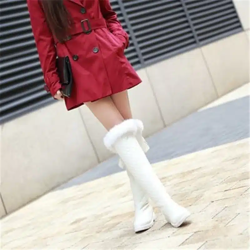 ENMAYER White Black Newest Knee High Boots Winter Boots Women Ladies'shoes Sexy Motorcycle Boots for Women Snow Boots Big Size 30
