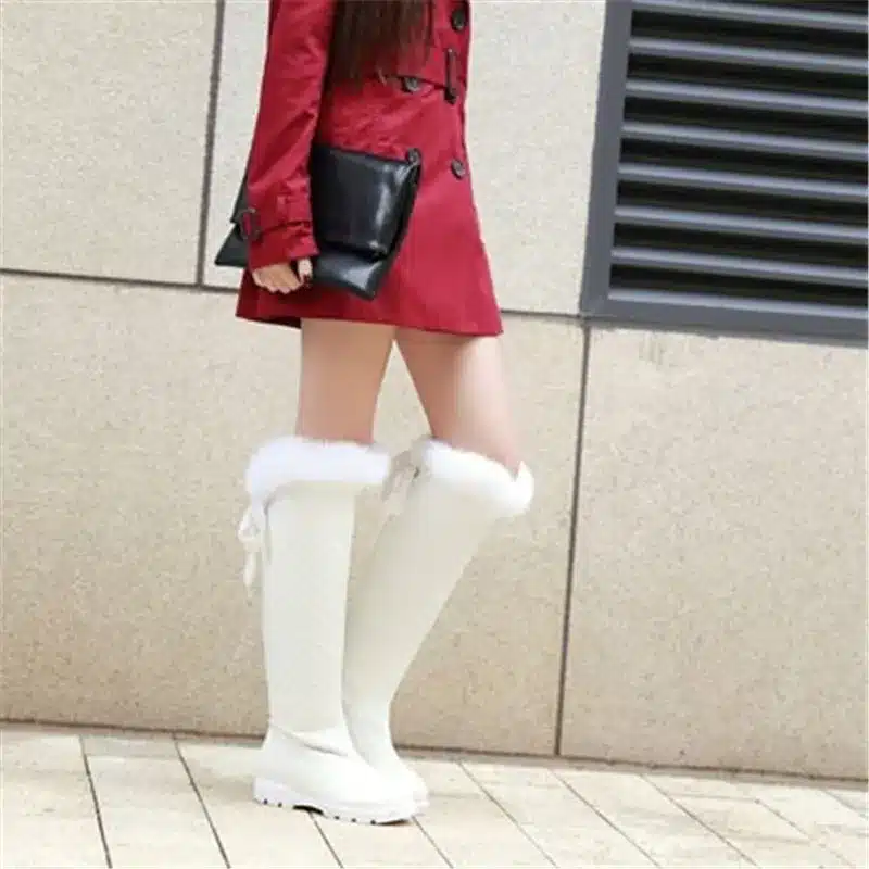 ENMAYER White Black Newest Knee High Boots Winter Boots Women Ladies'shoes Sexy Motorcycle Boots for Women Snow Boots Big Size 34