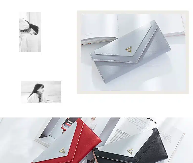 WEICHEN New Geometric Envelope Clutch Wallet For Women, PU Leather Hasp Fashion Design Wallet For Phone Money Bags Coin Purse 13