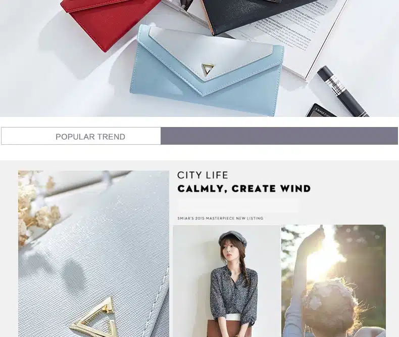 WEICHEN New Geometric Envelope Clutch Wallet For Women, PU Leather Hasp Fashion Design Wallet For Phone Money Bags Coin Purse 14