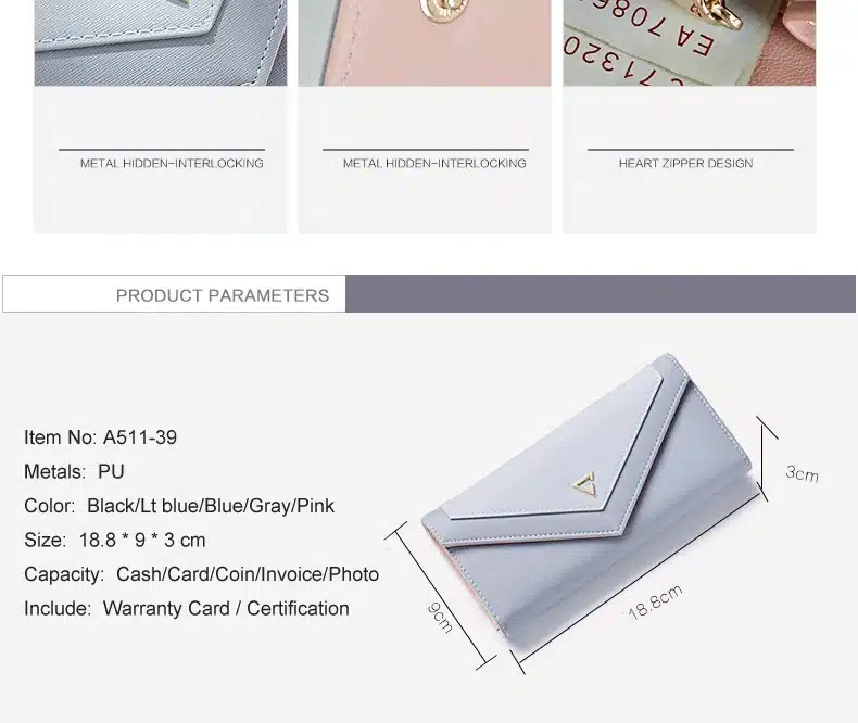WEICHEN New Geometric Envelope Clutch Wallet For Women, PU Leather Hasp Fashion Design Wallet For Phone Money Bags Coin Purse 16