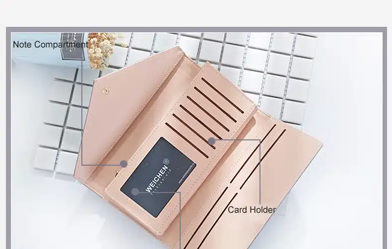 WEICHEN New Geometric Envelope Clutch Wallet For Women, PU Leather Hasp Fashion Design Wallet For Phone Money Bags Coin Purse 17