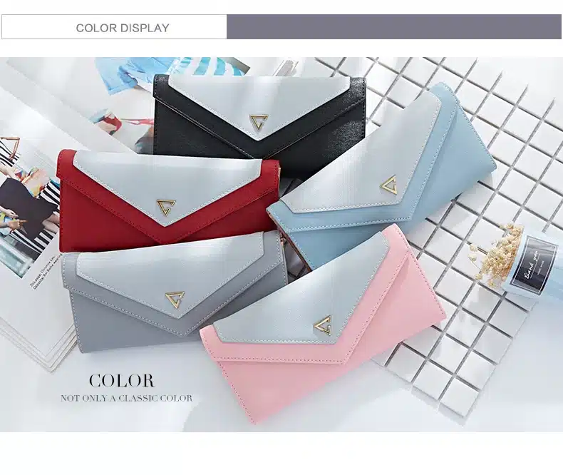 WEICHEN New Geometric Envelope Clutch Wallet For Women, PU Leather Hasp Fashion Design Wallet For Phone Money Bags Coin Purse 19