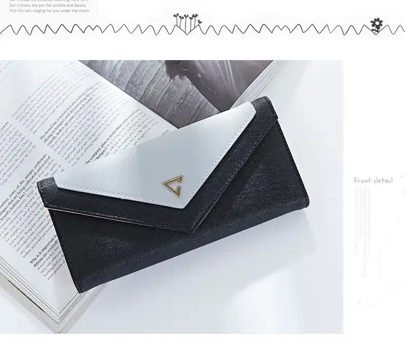 WEICHEN New Geometric Envelope Clutch Wallet For Women, PU Leather Hasp Fashion Design Wallet For Phone Money Bags Coin Purse 23