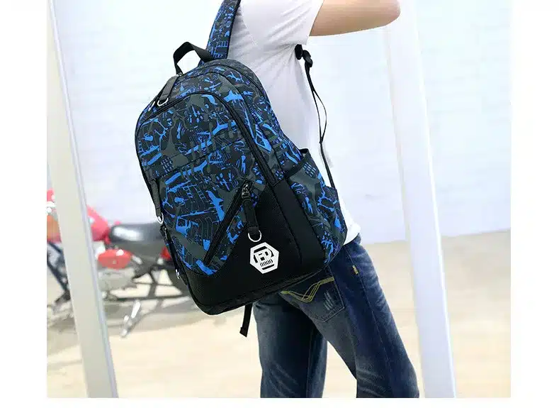 FengDong waterproof oxford fabric boys school bags backpack for teenagers pencil case blue book bag boy one shoulder schoolbag 6
