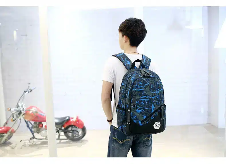 FengDong waterproof oxford fabric boys school bags backpack for teenagers pencil case blue book bag boy one shoulder schoolbag 7
