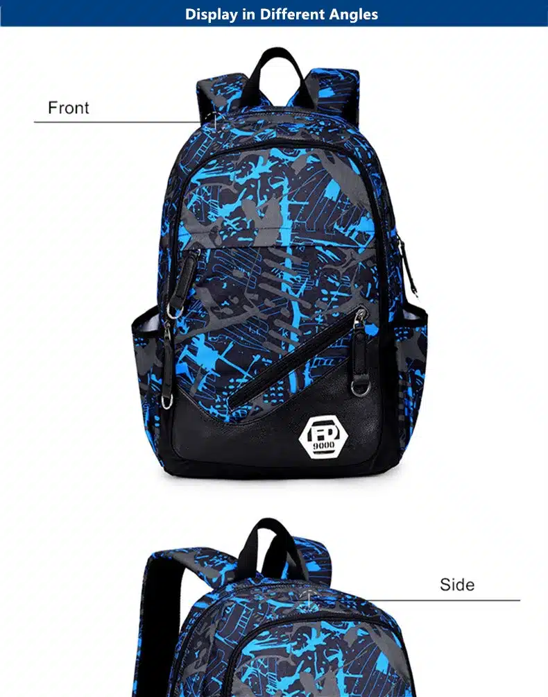 FengDong waterproof oxford fabric boys school bags backpack for teenagers pencil case blue book bag boy one shoulder schoolbag 8