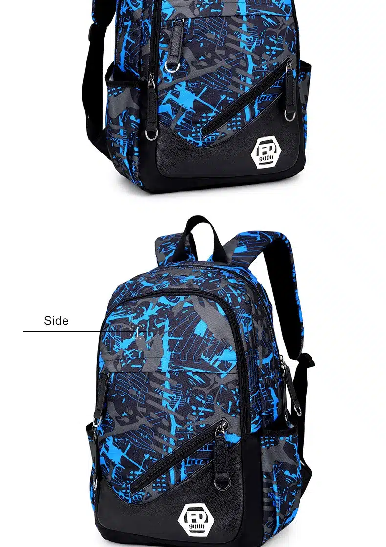 FengDong waterproof oxford fabric boys school bags backpack for teenagers pencil case blue book bag boy one shoulder schoolbag 9