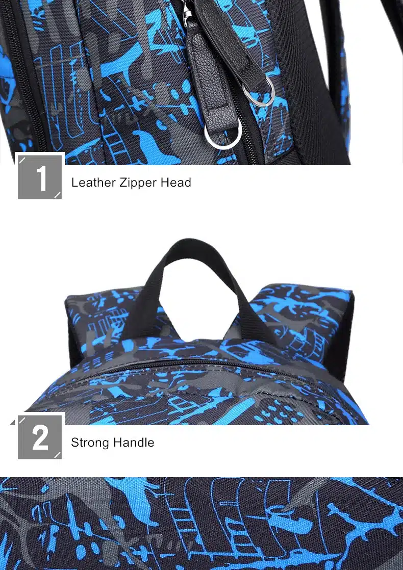 FengDong waterproof oxford fabric boys school bags backpack for teenagers pencil case blue book bag boy one shoulder schoolbag 13