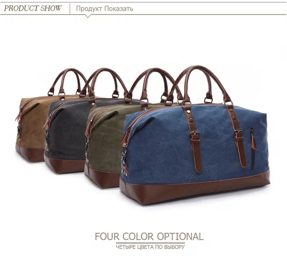 MARKROYAL Canvas Leather Men Travel Bags Carry on Luggage Bags Men Duffel Bags Travel Tote Large Weekend Bag Overnight 7