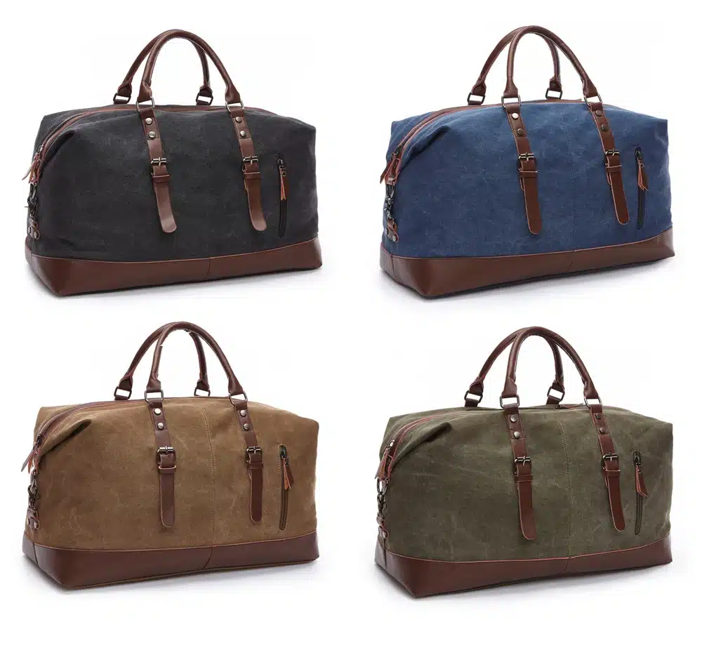 MARKROYAL Canvas Leather Men Travel Bags Carry on Luggage Bags Men Duffel Bags Travel Tote Large Weekend Bag Overnight 8