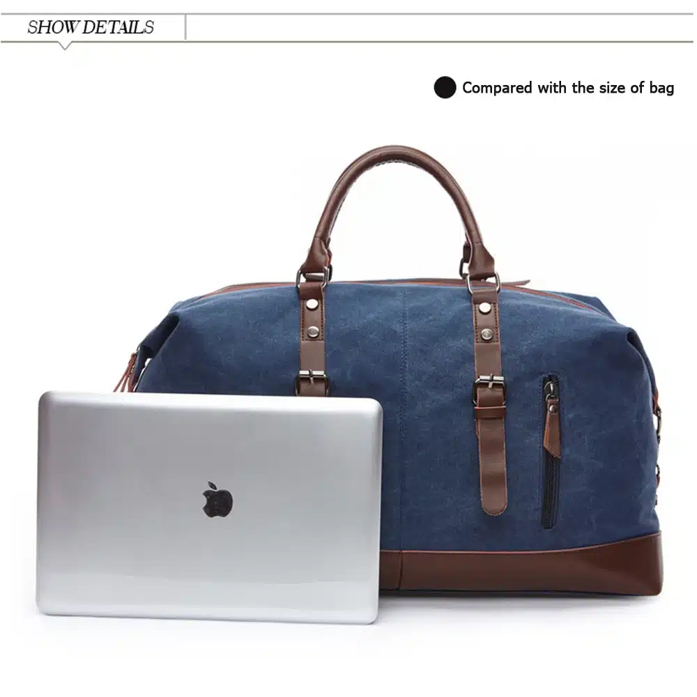 MARKROYAL Canvas Leather Men Travel Bags Carry on Luggage Bags Men Duffel Bags Travel Tote Large Weekend Bag Overnight 9