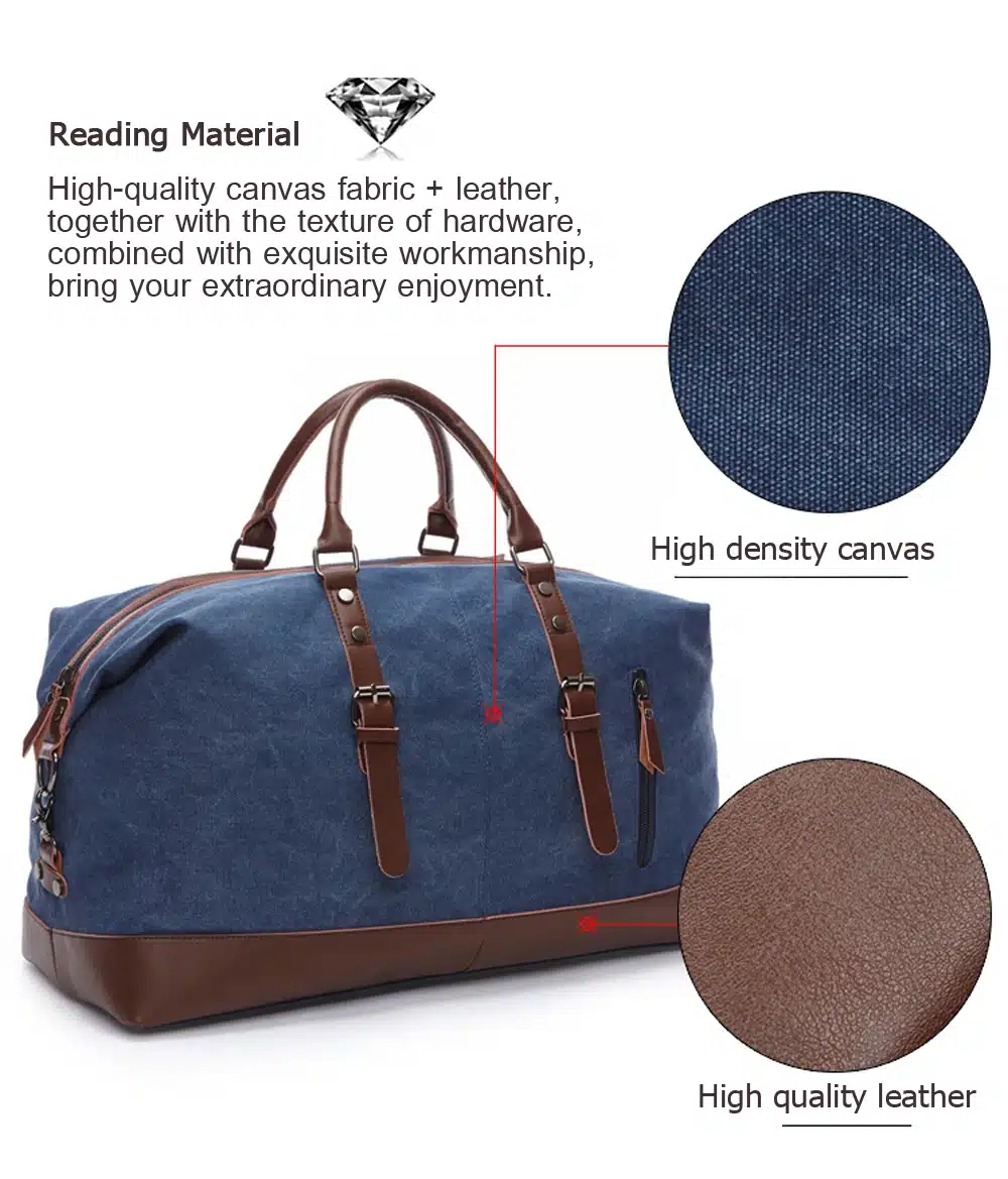 MARKROYAL Canvas Leather Men Travel Bags Carry on Luggage Bags Men Duffel Bags Travel Tote Large Weekend Bag Overnight 12
