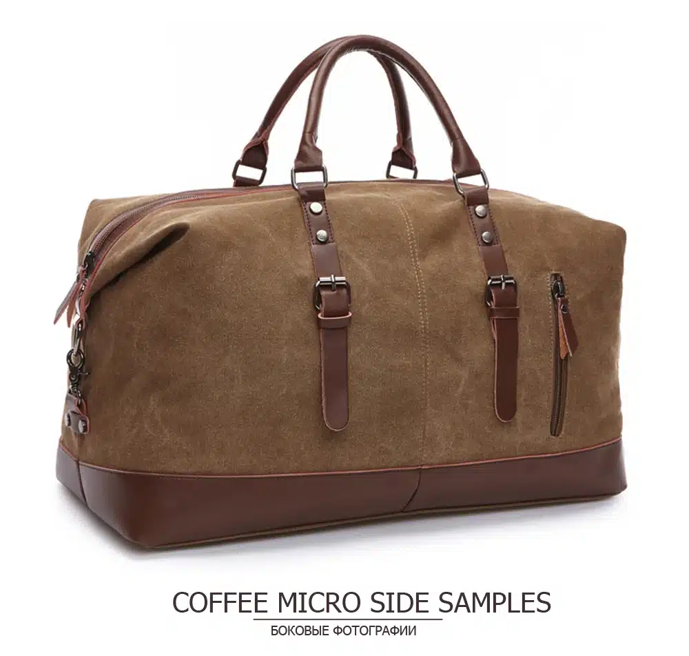 MARKROYAL Canvas Leather Men Travel Bags Carry on Luggage Bags Men Duffel Bags Travel Tote Large Weekend Bag Overnight 28