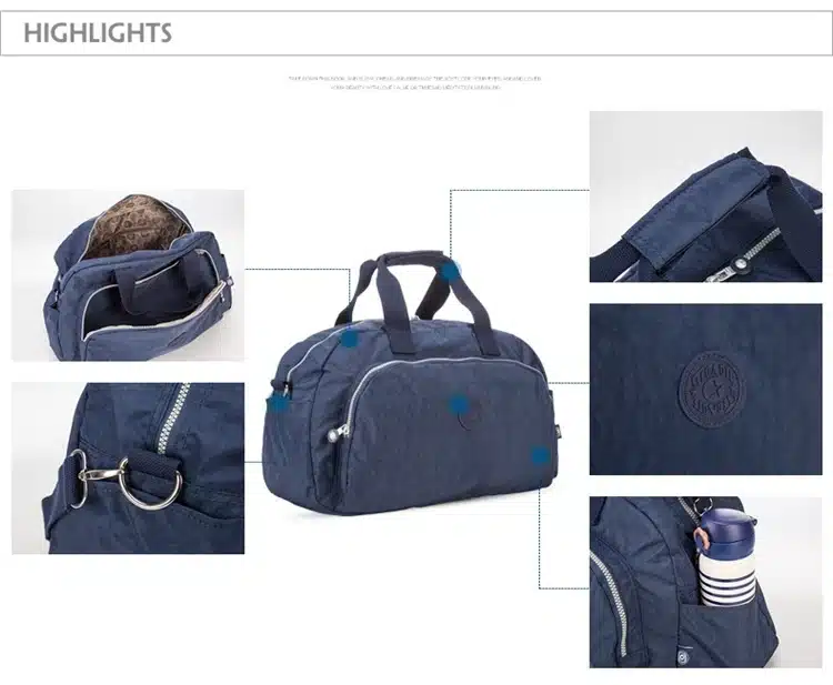 Men Waterproof Nylon Business Trip Short Travel Bags Women Organizer Duffel Tote Bag Ladies Solid Weekend Bag Luggage Package 18