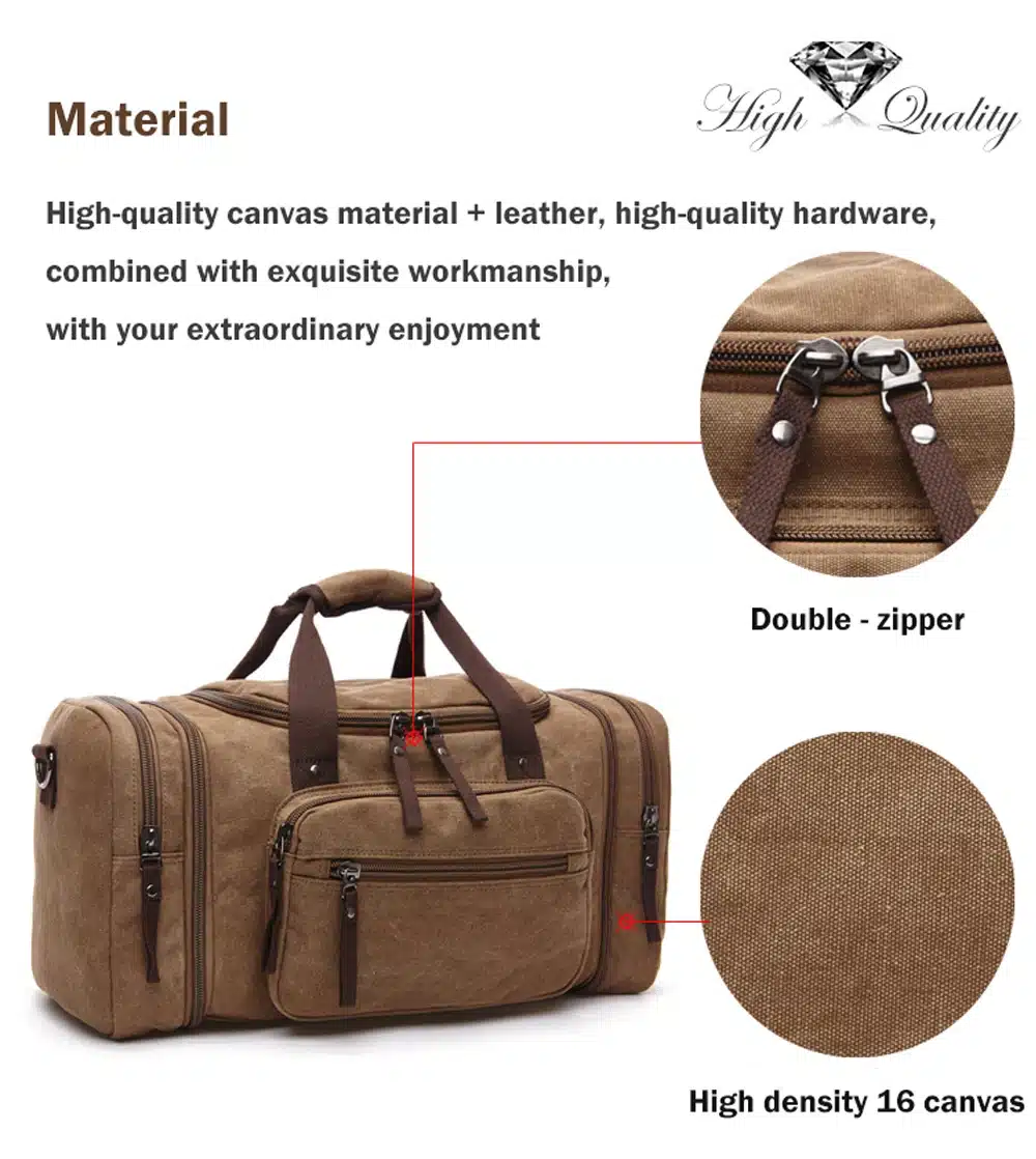 MARKROYAL Canvas Men Travel Bags Carry on Luggage Bags Men Duffel Bag Travel Tote Large Weekend Bag Overnight high Capacity 14