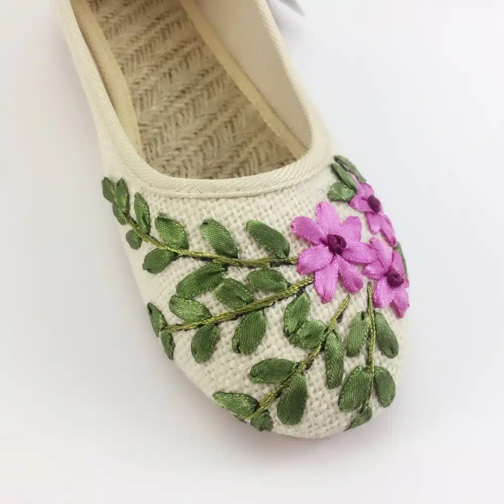 Vintage Embroidered Women Flats Flower Slip On Cotton Fabric Linen Comfortable Old Peking Ballerina Flat Shoes Sapato Feminino 6