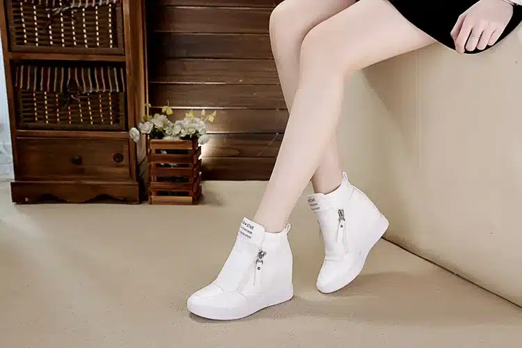 Fujin 2017 summer autumn platform wedge heel boots Women Shoes with increased platform sole female fashion casual zip botas 19