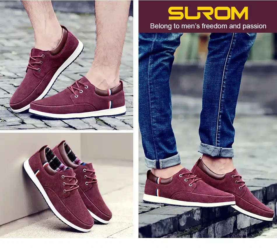 SUROM Autumn Spring Men's Casual Shoes Moccasins Leather Suede Krasovki Men Loafers Summer Luxury Brand Fashion Male Boat Shoes 9