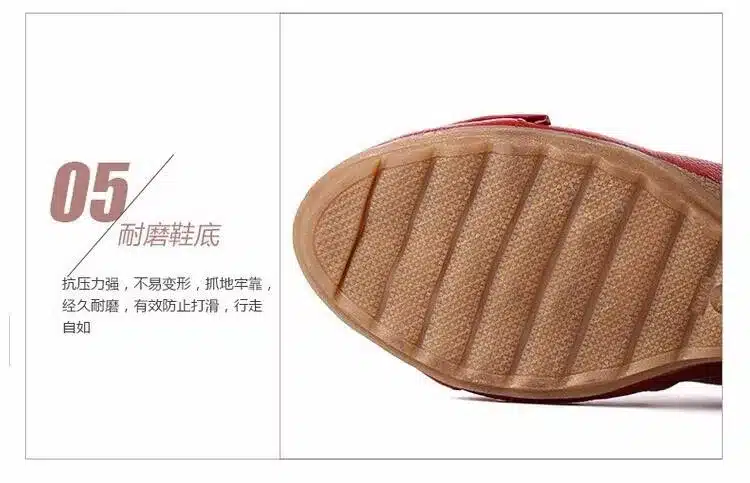 2016 Fashion Women Wedge Shoes Genuine Leather Round toe High Heels Pumps Woman Mom Shoes 7