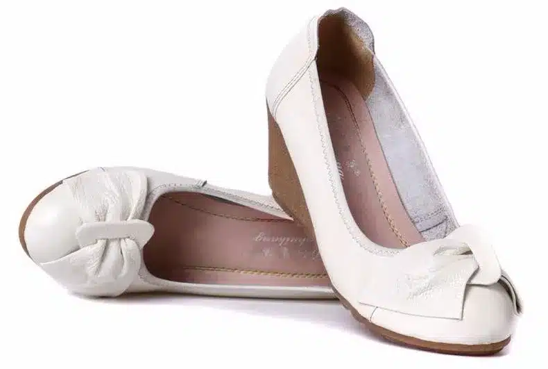 2016 Fashion Women Wedge Shoes Genuine Leather Round toe High Heels Pumps Woman Mom Shoes 10