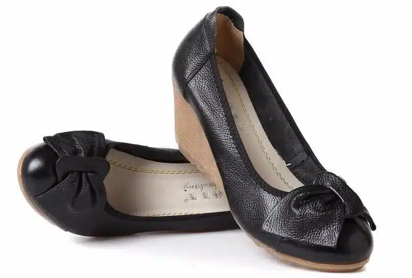 2016 Fashion Women Wedge Shoes Genuine Leather Round toe High Heels Pumps Woman Mom Shoes 16