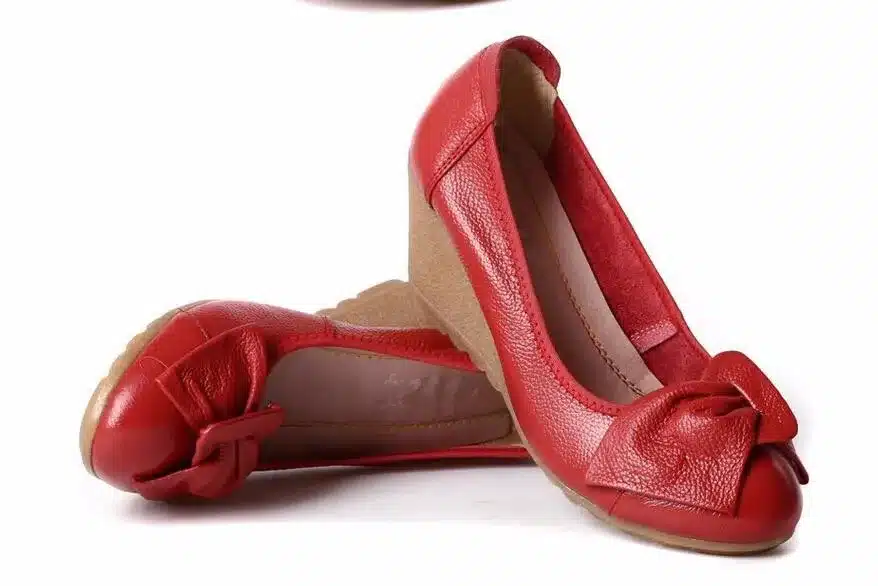 2016 Fashion Women Wedge Shoes Genuine Leather Round toe High Heels Pumps Woman Mom Shoes 21